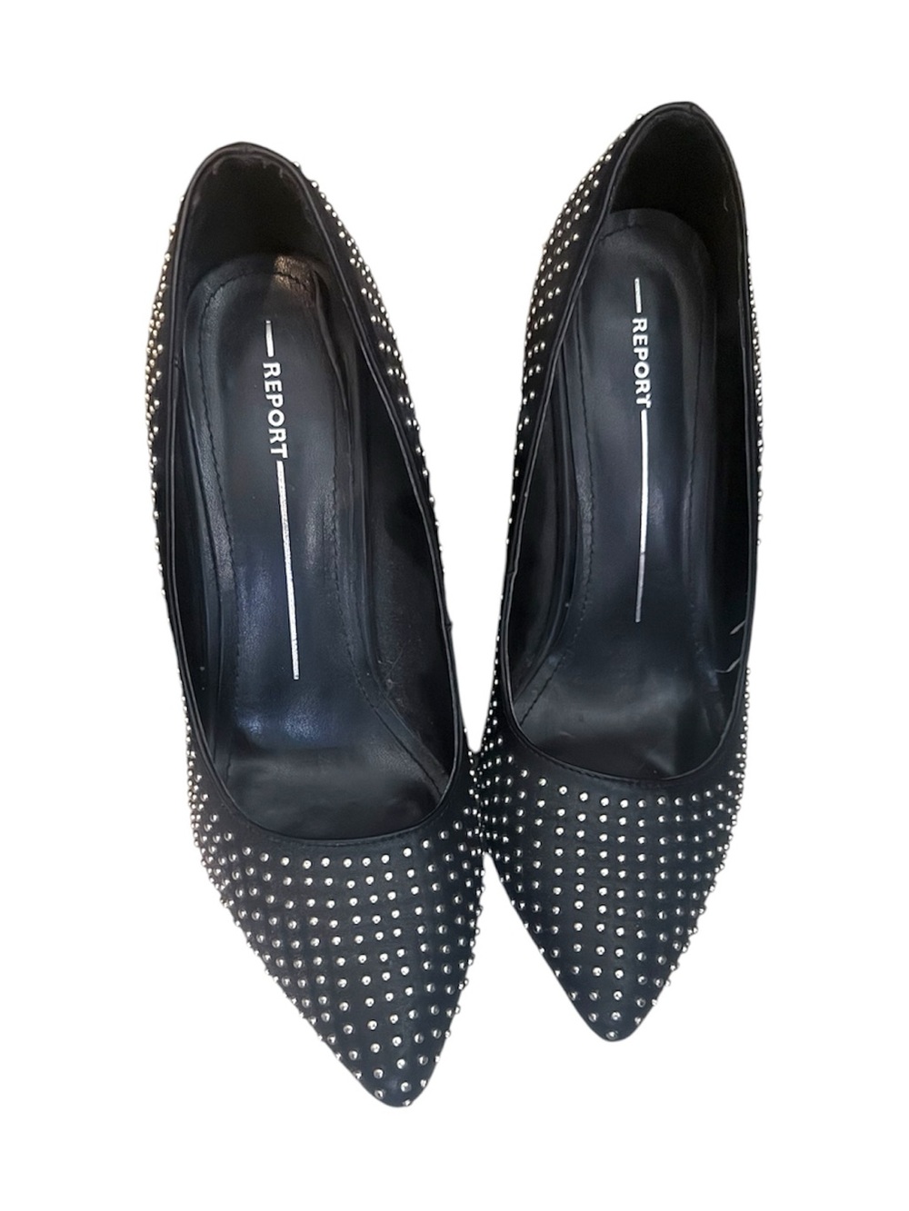 Studded Black Pointed-Toe Pumps Shoes Heels Like new